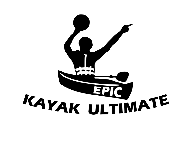 EKU Logo: A kayaker holding a disc, pointing